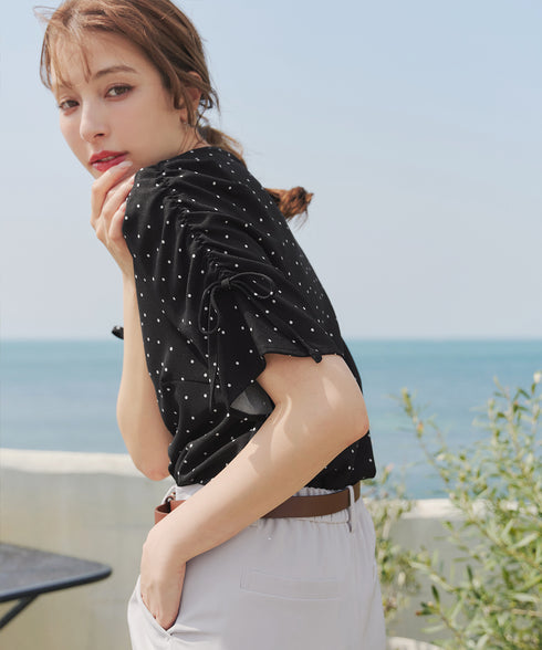 ボリュームスリーブリボンブラウス