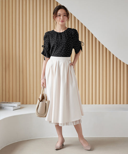 ボリュームスリーブリボンブラウス