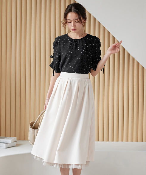 ボリュームスリーブリボンブラウス