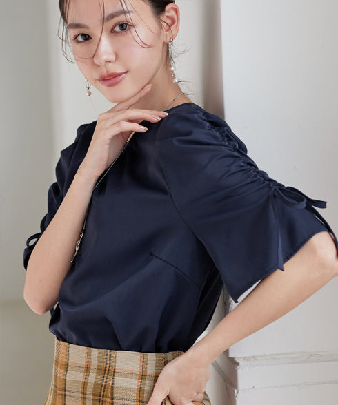 ボリュームスリーブリボンブラウス