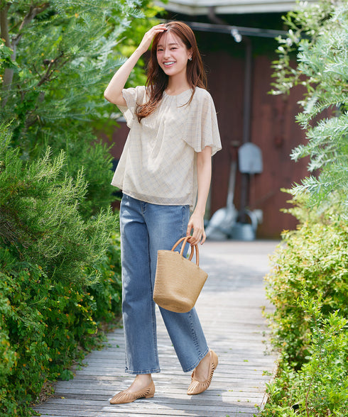 【安田美沙子さん着用】ストレッチワイドデニム