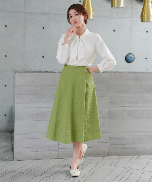 ふくれジャガードタックフレアスカート