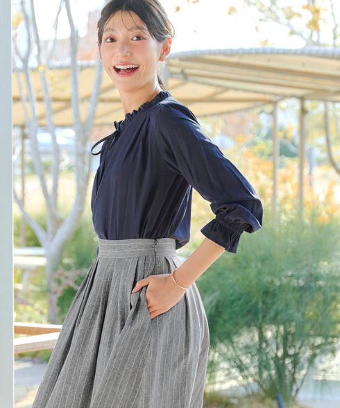 フリルリボンブラウス