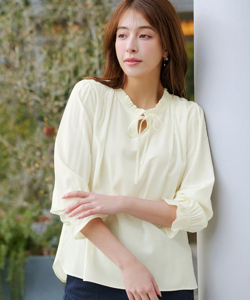 フリルリボンブラウス