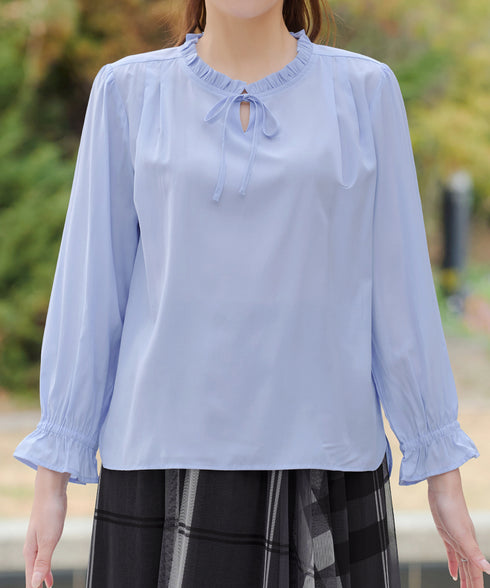 フリルリボンブラウス