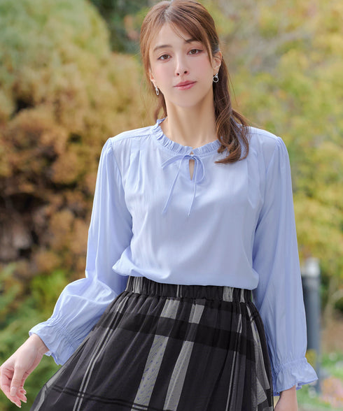 フリルリボンブラウス