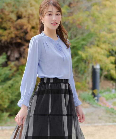 フリルリボンブラウス