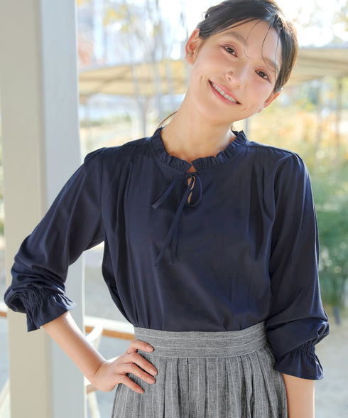 フリルリボンブラウス