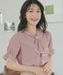 配色パイピングボウタイブラウス