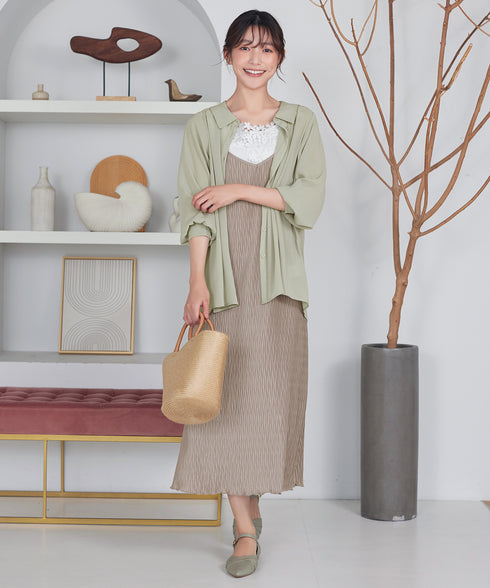 楊柳シアーバックリボンシャツ