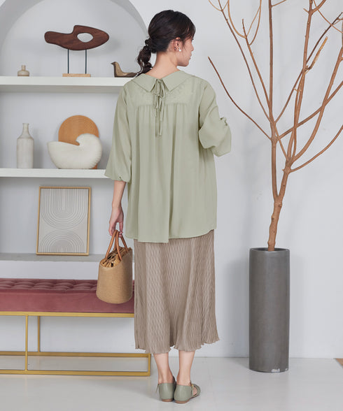 楊柳シアーバックリボンシャツ