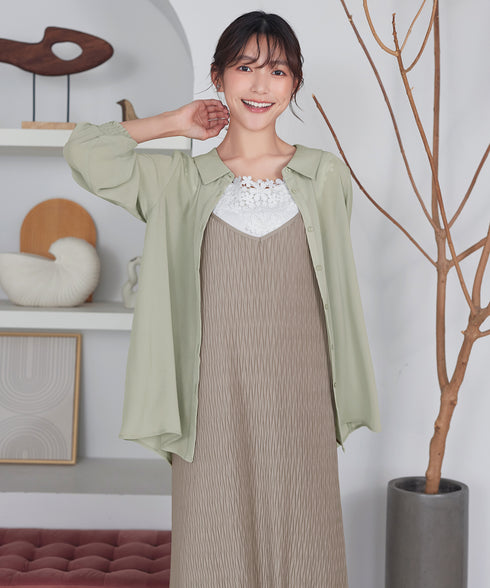 楊柳シアーバックリボンシャツ