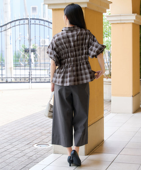 シャーリングパフスリーブブラウス