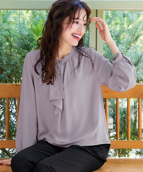 【スマート裏起毛】 ジョーゼットフリルブラウス