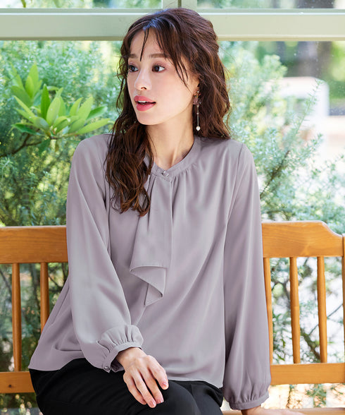 【スマート裏起毛】 ジョーゼットフリルブラウス