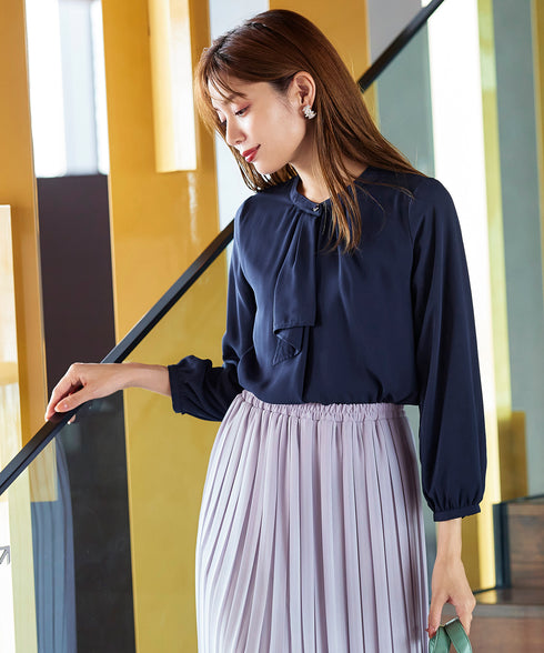 【スマート裏起毛】 ジョーゼットフリルブラウス