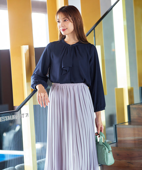 【スマート裏起毛】 ジョーゼットフリルブラウス