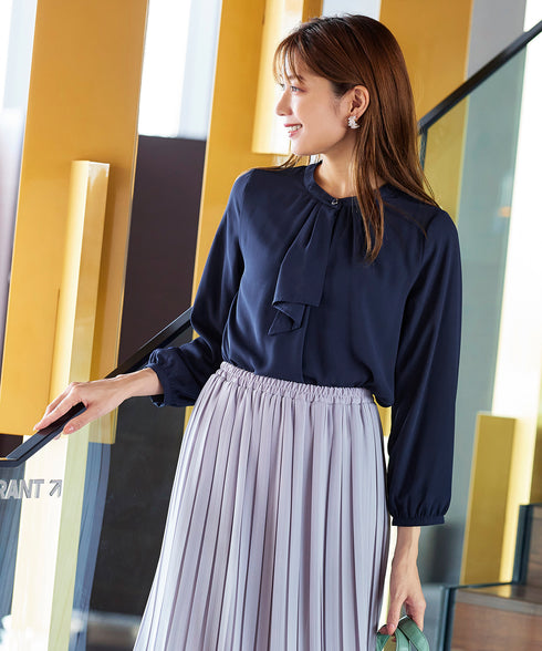 【スマート裏起毛】 ジョーゼットフリルブラウス