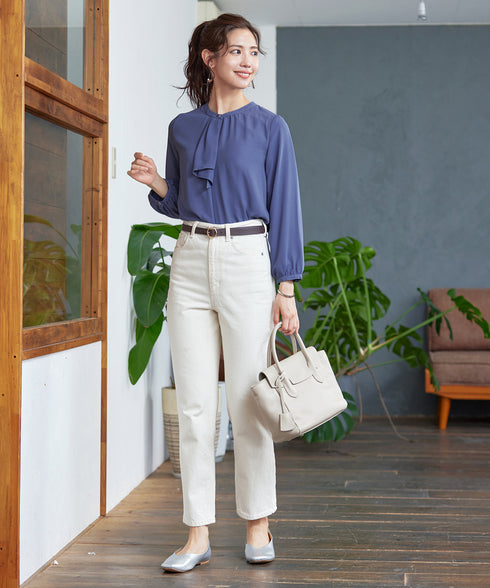 【スマート裏起毛】 ジョーゼットフリルブラウス