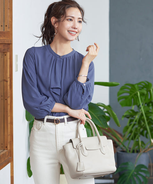 【スマート裏起毛】 ジョーゼットフリルブラウス