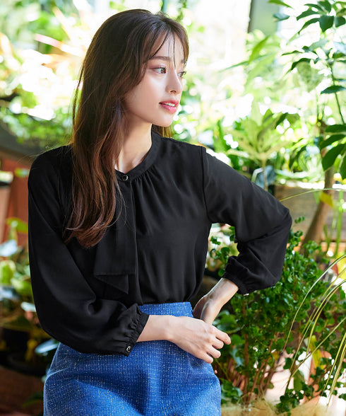 【スマート裏起毛】 ジョーゼットフリルブラウス