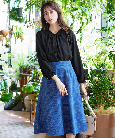 【スマート裏起毛】 ジョーゼットフリルブラウス