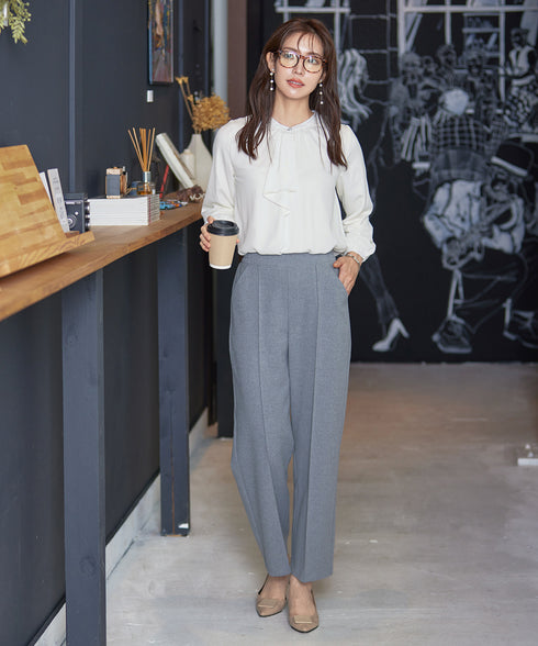 【スマート裏起毛】 ジョーゼットフリルブラウス