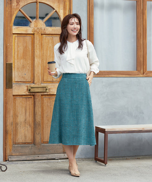 【スマート裏起毛】 ジョーゼットフリルブラウス