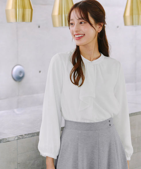 【スマート裏起毛】 ジョーゼットフリルブラウス