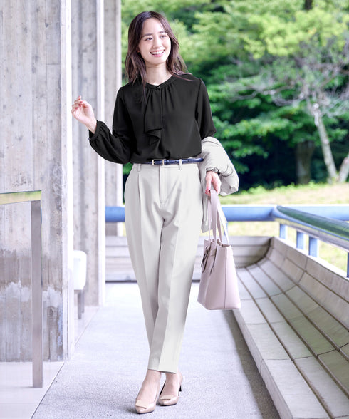 【スマート裏起毛】 ジョーゼットフリルブラウス