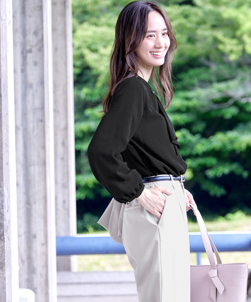 【スマート裏起毛】 ジョーゼットフリルブラウス