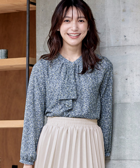 【スマート裏起毛】 ジョーゼットフリルブラウス