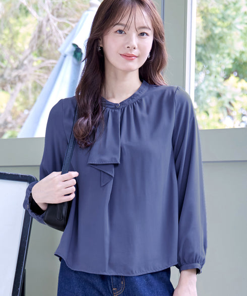 【スマート裏起毛】 ジョーゼットフリルブラウス