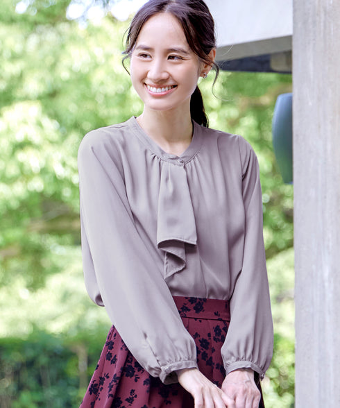 【スマート裏起毛】 ジョーゼットフリルブラウス