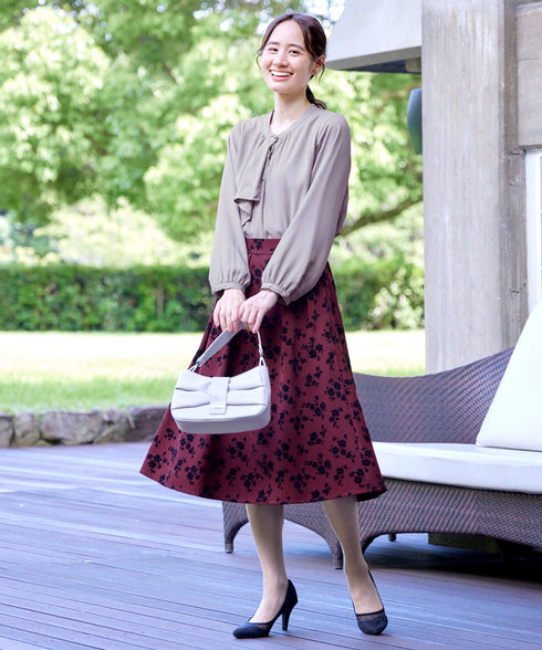 【スマート裏起毛】 ジョーゼットフリルブラウス