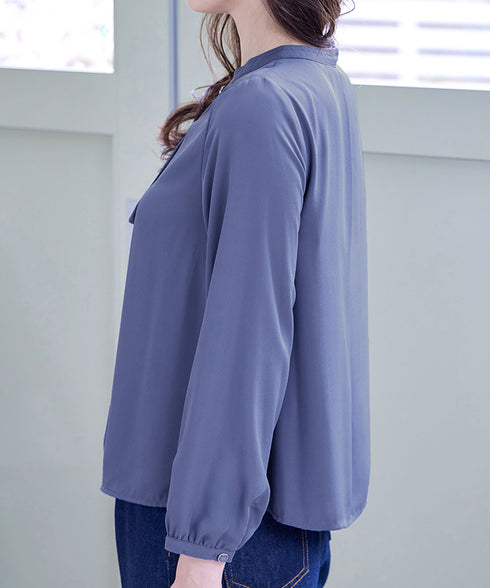 【スマート裏起毛】 ジョーゼットフリルブラウス