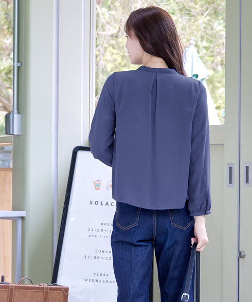 【スマート裏起毛】 ジョーゼットフリルブラウス