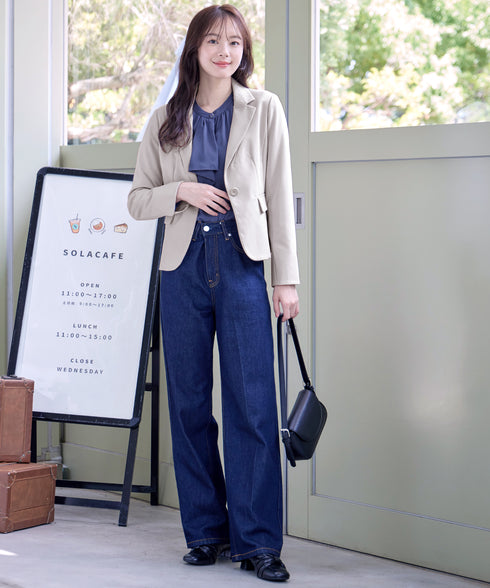 【スマート裏起毛】 ジョーゼットフリルブラウス