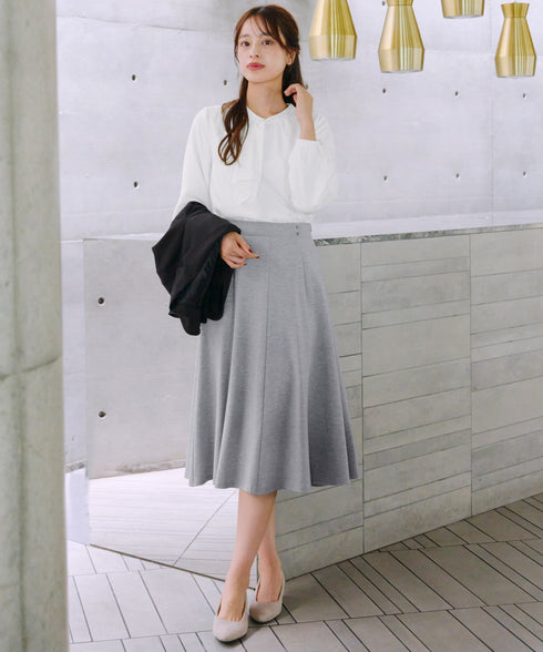 【スマート裏起毛】 ジョーゼットフリルブラウス