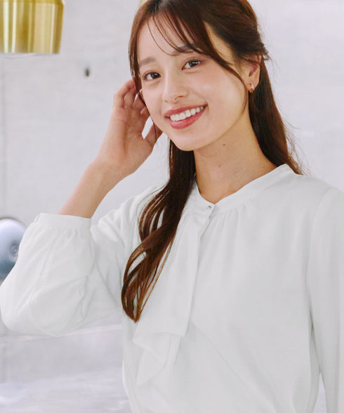 【スマート裏起毛】 ジョーゼットフリルブラウス