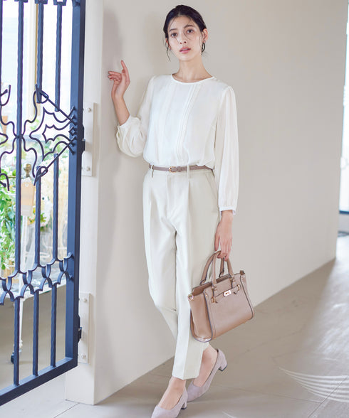 ピンタックレースブラウス