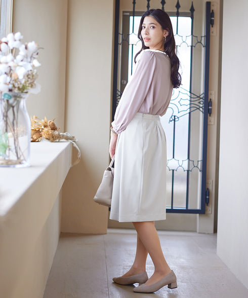 ピンタックレースブラウス