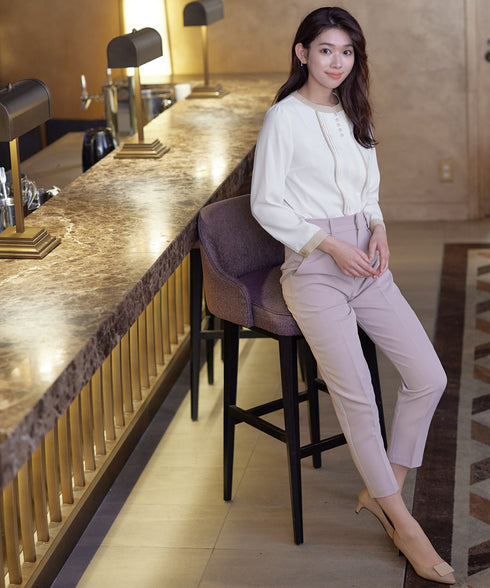 【クリアランスセール】ピンタック配色ブラウス