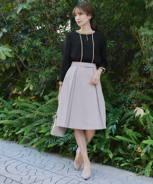 【クリアランスセール】ピンタック配色ブラウス