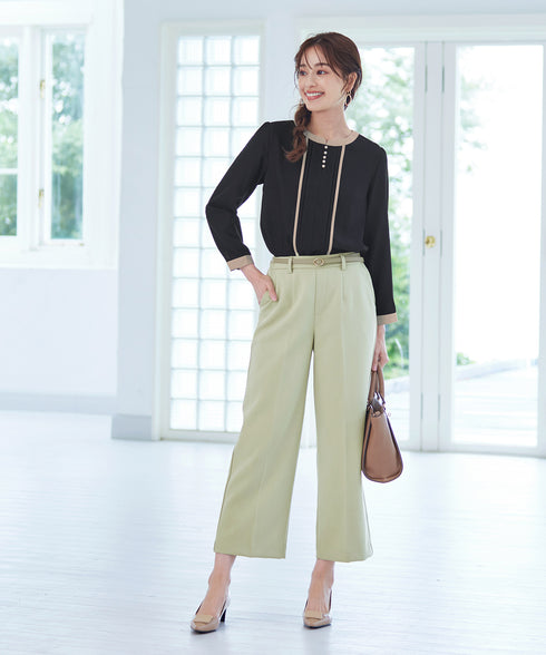 【クリアランスセール】ピンタック配色ブラウス