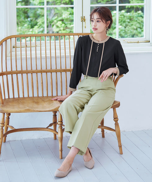 【クリアランスセール】ピンタック配色ブラウス