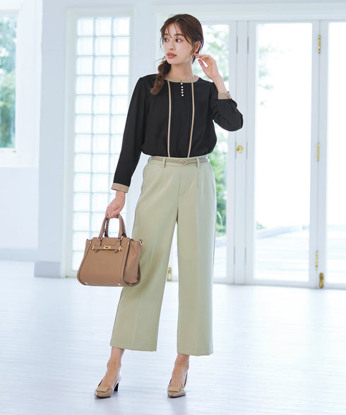 【クリアランスセール】ピンタック配色ブラウス