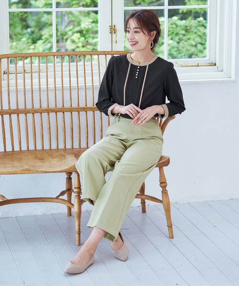 【クリアランスセール】ピンタック配色ブラウス