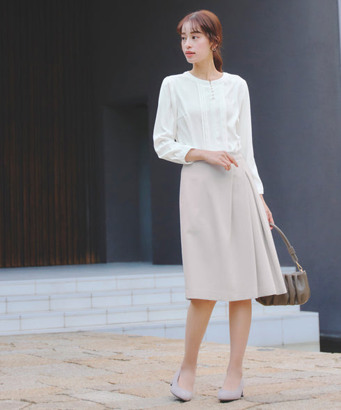 【クリアランスセール】ピンタック配色ブラウス