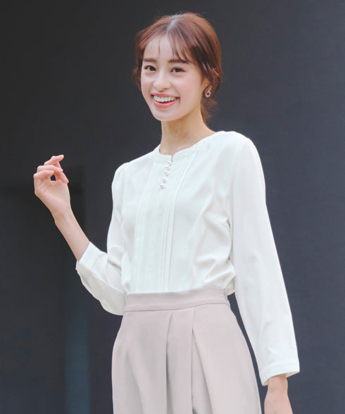 【クリアランスセール】ピンタック配色ブラウス